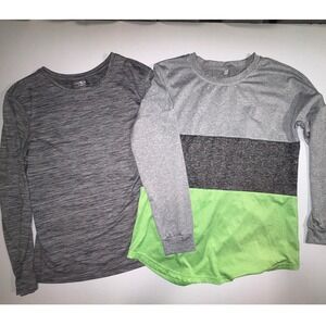 Athletic Works Girls Long Sleeve Athletic Top & womens lg Gray Heather Green